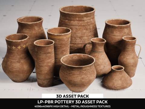 LP - PBR Pottery Pack Vol 01 3Dモデル