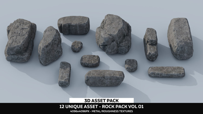 Rock Pack Vol 01 3D Model .c4d .max .obj .3ds .fbx .stl .blend 