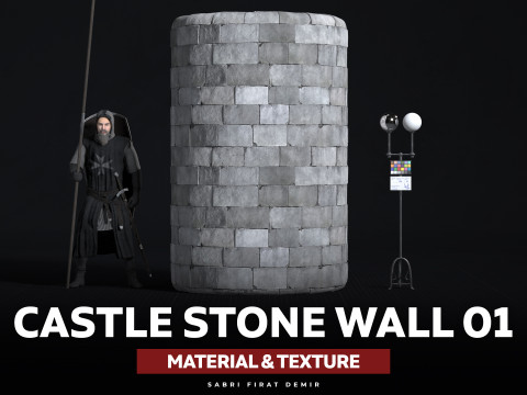 Castle Stone Wall 01 - PBR Material CG Текстури