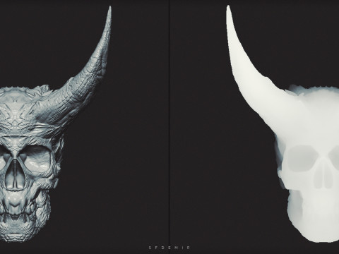 Skeleton King Skull - High-Quality 3D Asset for Base Mesh Modeling 3D Printing 3Dプリントモデル