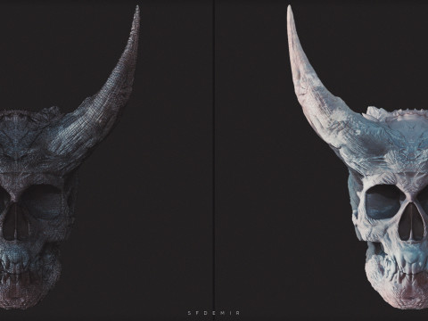 Skeleton King Skull - High-Quality 3D Asset for Base Mesh Modeling 3D Printing 3Dプリントモデル