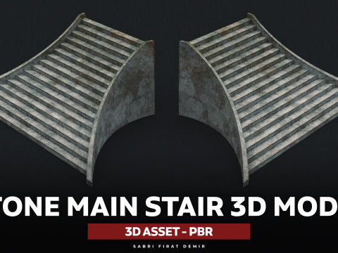 Stone Main Stair 3D Asset - Free High-Quality Modular Stair 3D Model
