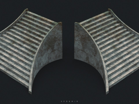 Stone Main Stair 3D Asset - Free High-Quality Modular Stair 3D 모델