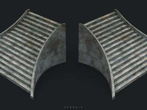 Taş Ana Merdiven 3D Varlık - &Uuml;cretsiz Y&uuml;ksek Kaliteli Mod&uuml;ler Merdiven 3D Model