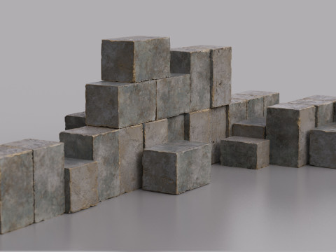 High Detailed Stone Block Pack - Modular Design for Games and Visualization 3D Model