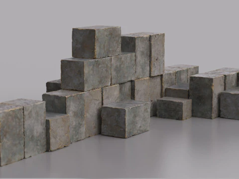高詳細なストーン ブロック パック - ゲームと視覚化のためのモジュラー設計 3Dモデル