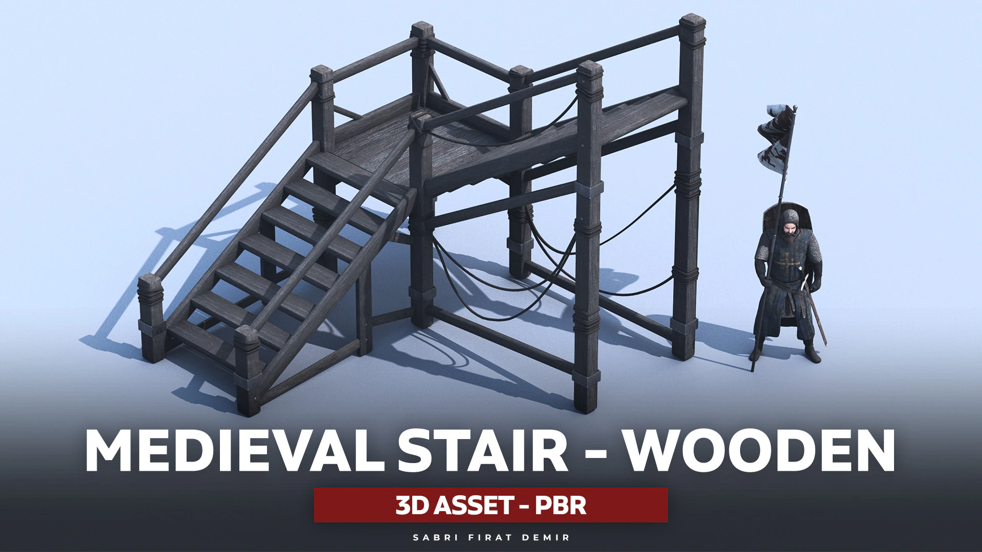 Medieval Stair 3D Asset PBR - High-Quality Medieval Staircase 3D Model .c4d .max .obj .3ds .fbx .stl .blend 