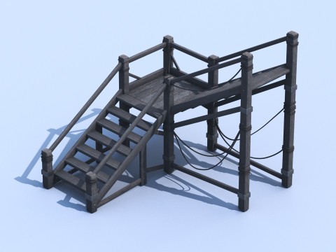 Medieval Stair 3D Asset PBR - High-Quality Medieval Staircase 3Dモデル