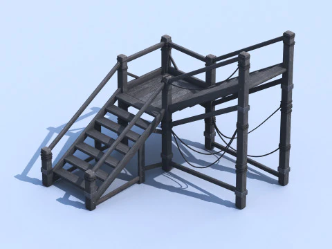 Medieval Stair 3D Asset PBR - High-Quality Medieval Staircase 3D Model