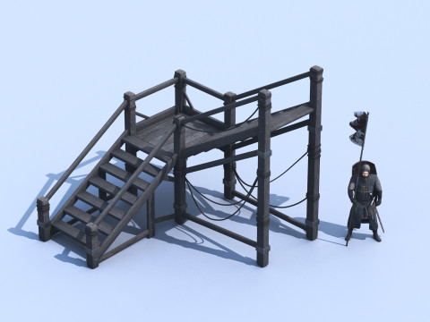 Medieval Stair 3D Asset PBR - High-Quality Medieval Staircase 3Dモデル