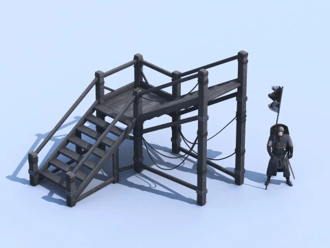 Medieval Stair 3D Asset PBR - High-Quality Medieval Staircase 3D Model
