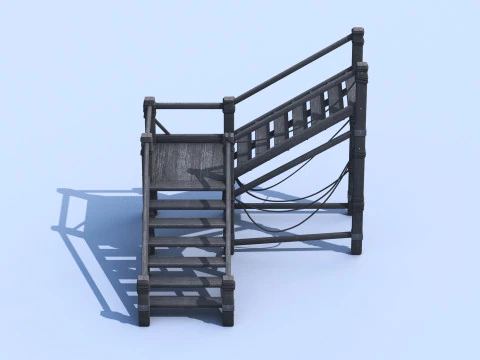 Medieval Stair 3D Asset PBR - High-Quality Medieval Staircase 3D Model