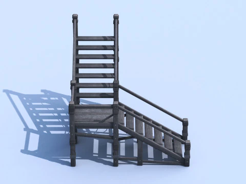 Medieval Stair 3D Asset PBR - High-Quality Medieval Staircase 3D Model