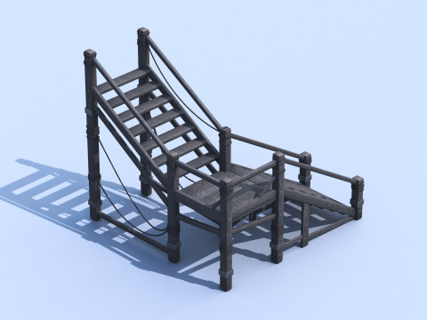 Medieval Stair 3D Asset PBR - High-Quality Medieval Staircase 3Dモデル