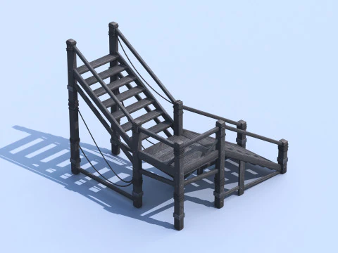 Medieval Stair 3D Asset PBR - High-Quality Medieval Staircase 3D Model