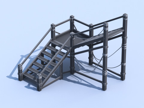 Medieval Stair 3D Asset PBR - High-Quality Medieval Staircase 3Dモデル