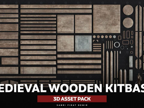 Cole&ccedil;&atilde;o Medieval Kitbash de Madeira - Pacote Modular de Alta Qualidade Modelo 3D
