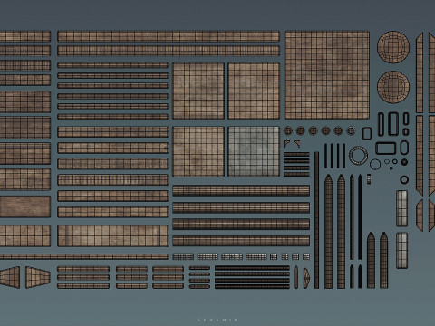 Medieval Wooden Kitbash Collection - High-Quality Modular Pack 3Dモデル