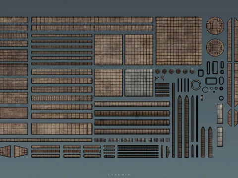 Medieval Wooden Kitbash Collection - High-Quality Modular Pack 3D Model