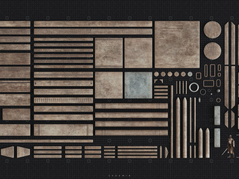 Medieval Wooden Kitbash Collection - High-Quality Modular Pack 3Dモデル