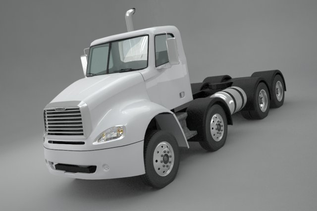 freightliner columbia 2017 4-axle chassis base 3D Модель .c4d .max .obj .3ds .fbx .stl .blend 