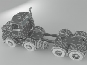 freightliner columbia 2017 4-axle chassis base 3D Модель