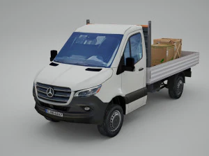 mercedes benz sprinter 2020 pickup l2 opuszczana strona low poli low-poly Model 3D