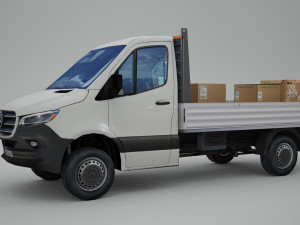 mercedes benz sprinter 2020 pickup truck l2 drop side low poly low-poly 3D 模型