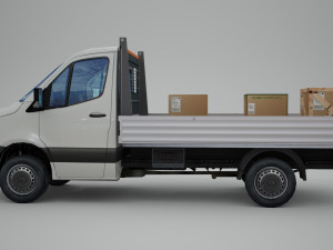 mercedes benz sprinter 2020 pickup truck l2 drop side low poly low-poly 3D 模型