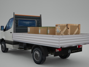 mercedes benz sprinter 2020 pickup truck l2 drop side low poly low-poly 3D 模型