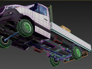 mercedes benz sprinter 2020 pickup truck l2 drop side low poly low-poly 3D 模型