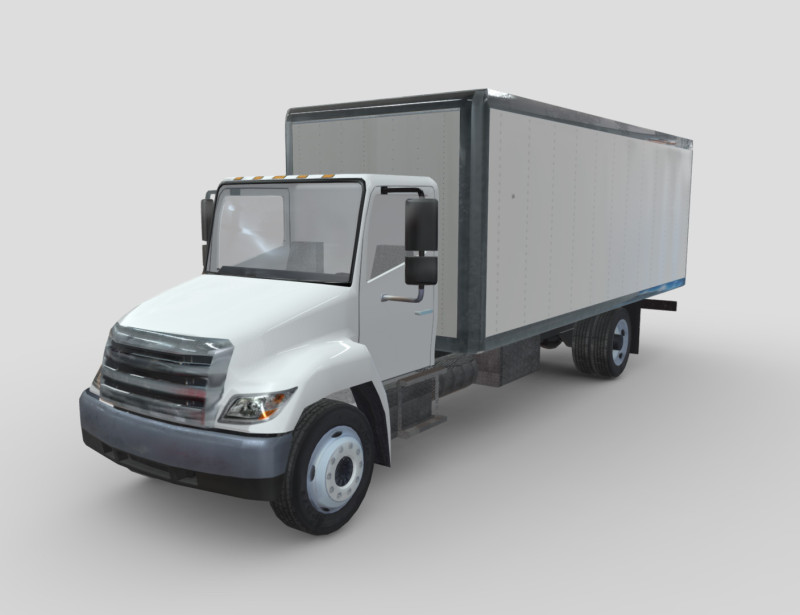 Hino 338 low poly box truck no logos 3D Model .c4d .max .obj .3ds .fbx .stl .blend