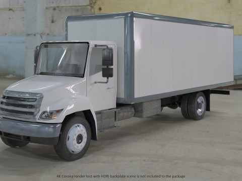 Hino 338 low poly box truck no logos 3D Model