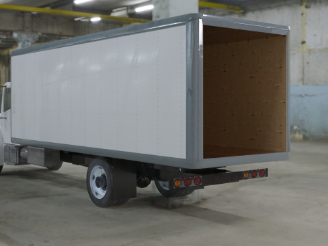 Hino 338 low poly box truck no logos 3D Model
