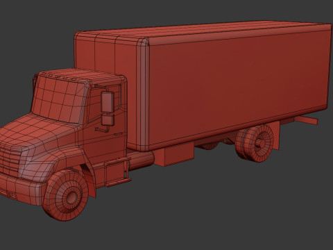Hino 338 low poly box truck no logos 3D Model