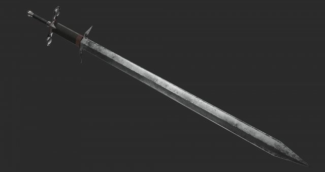 zweihander - two handed sword 3D Model .c4d .max .obj .3ds .fbx .stl .blend 