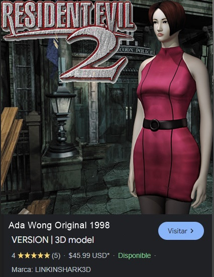Ada Wong 1998 resident evil 2 Quality Original Model do druku 3D .c4d .max .obj .3ds .fbx .stl .blend