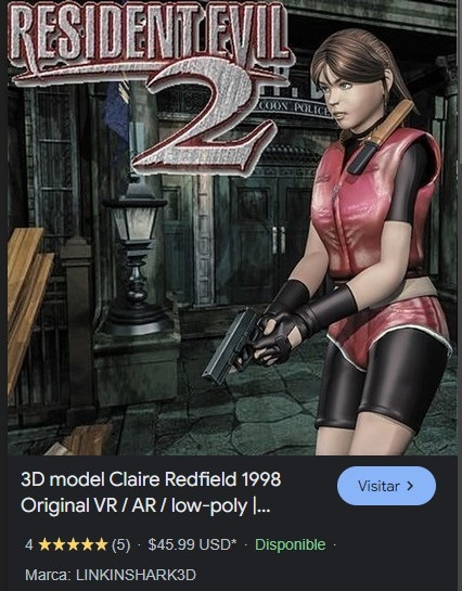 Claire Redfield 1998 resident evil 2 Quality Original 3D Modell .c4d .max .obj .3ds .fbx .stl .blend