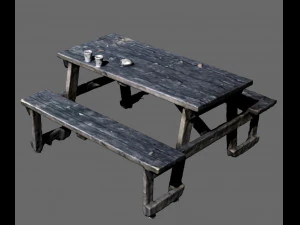 Picnic table garden table game model 3D Model