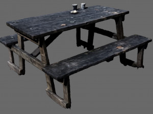 Picnic table garden table game model Model 3D