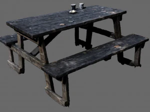 Picnic table garden table game model 3D Model