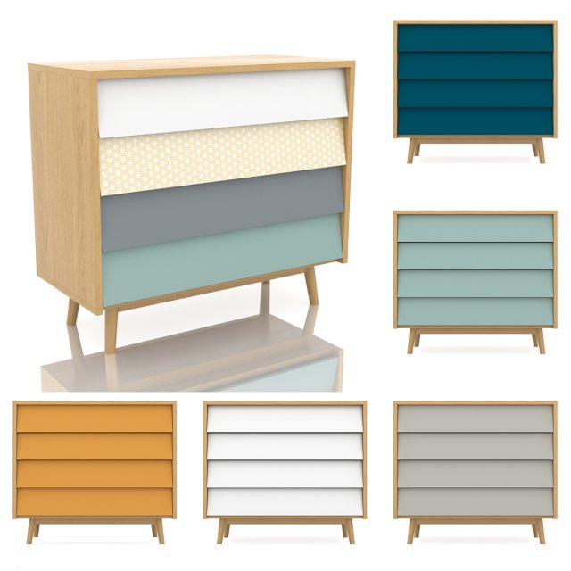 pack scandinavian commode multi colored 3D Model .c4d .max .obj .3ds .fbx .stl .blend 