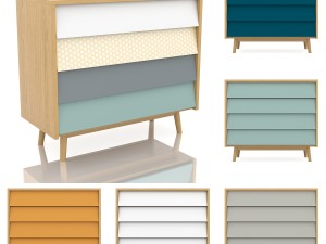 pack scandinavian commode multi colored 3D Model