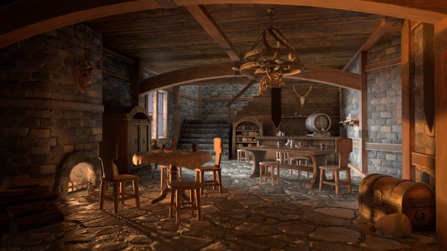 medieval interior set 3D Модель .c4d .max .obj .3ds .fbx .stl .blend 