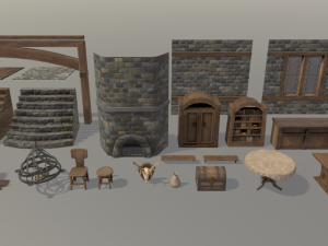 medieval interior set 3D Модель