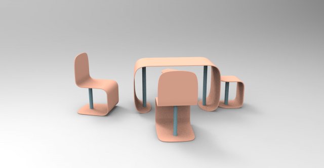 table and chairs Model 3D .c4d .max .obj .3ds .fbx .stl .blend 