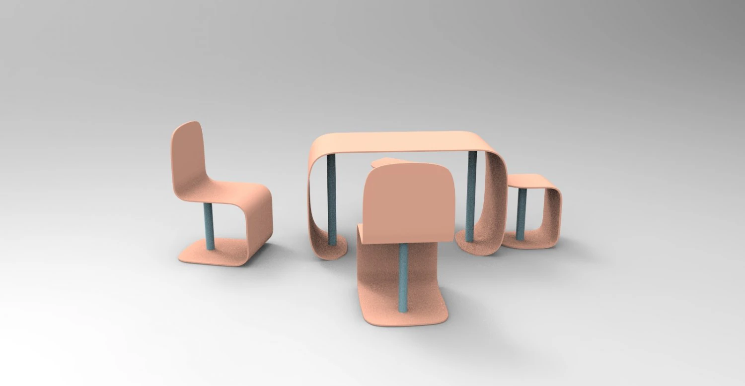 table and chairs 3D Model .c4d .max .obj .3ds .fbx .stl .blend