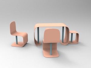 table and chairs Model 3D
