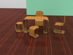 table and chairs Model 3D