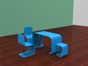 table and chairs Model 3D